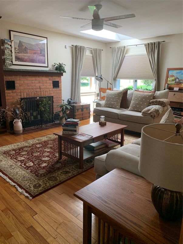 Fireplace, Interior, Living room, Stone Walls, Wood Texture Flooring