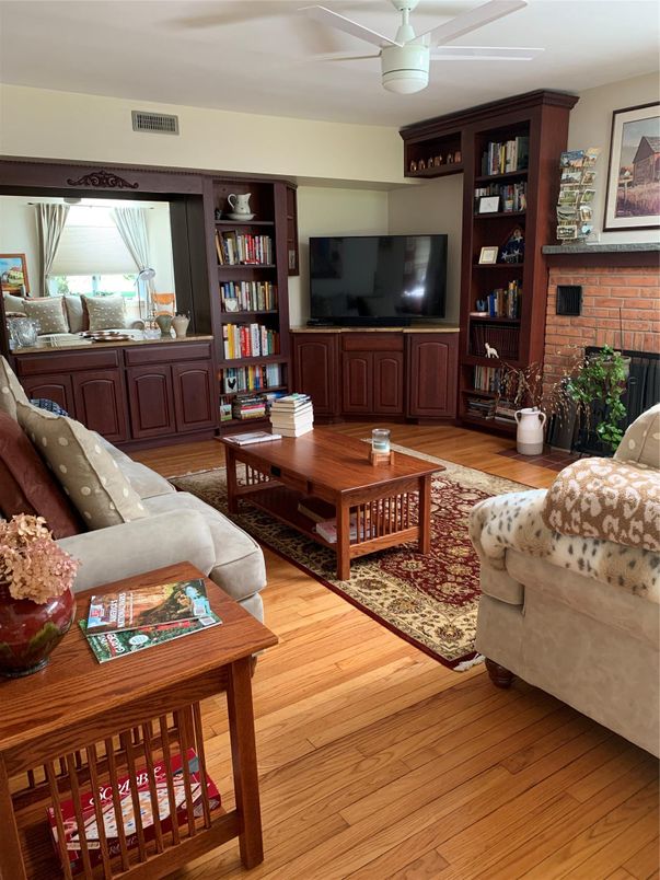 Interior, Living room, Stone Walls, Wood Texture Flooring