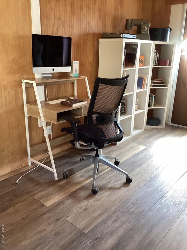 Home Office, Interior, Wood Texture Flooring, Wooden Walls