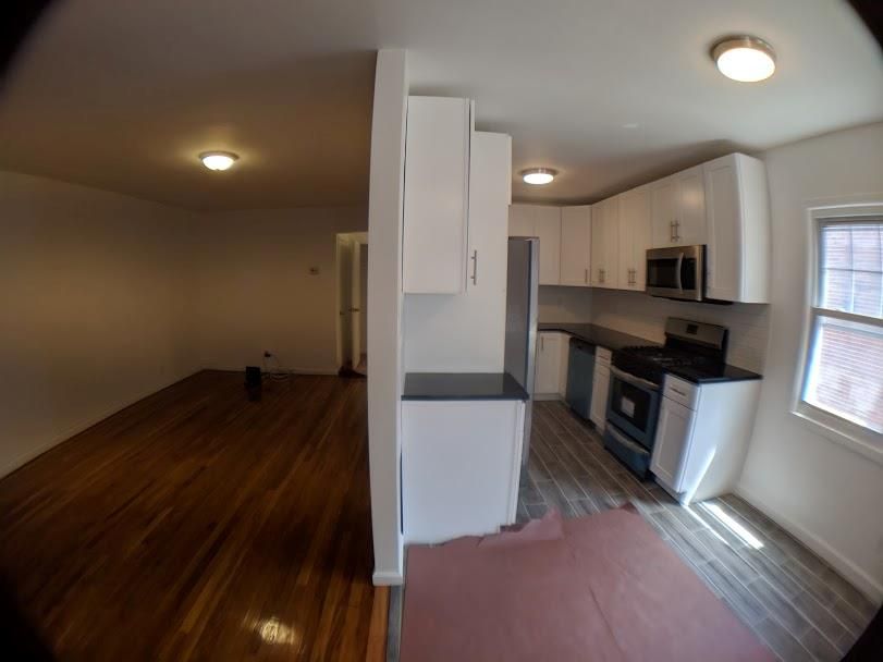 Interior, Kitchen, Stainless Steel Appliances, Wood Texture Flooring