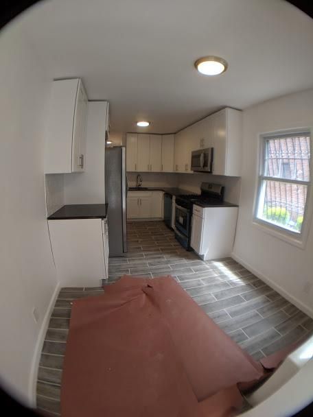 Interior, Kitchen, Recessed Lighting, Wood Texture Flooring