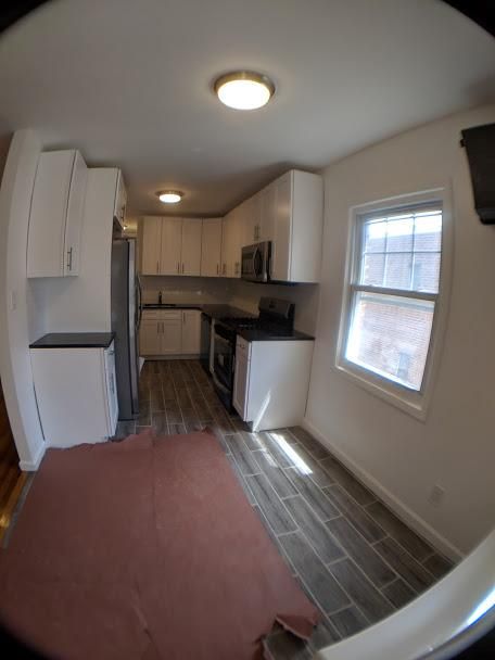 Interior, Kitchen, Stainless Steel Appliances, Wood Texture Flooring