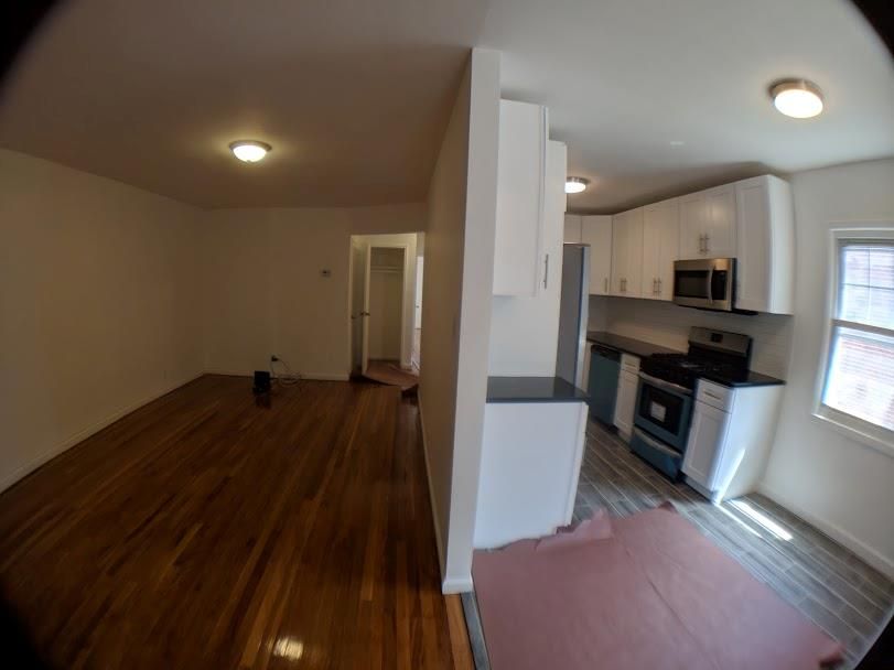 Interior, Kitchen, Stainless Steel Appliances, Wood Texture Flooring