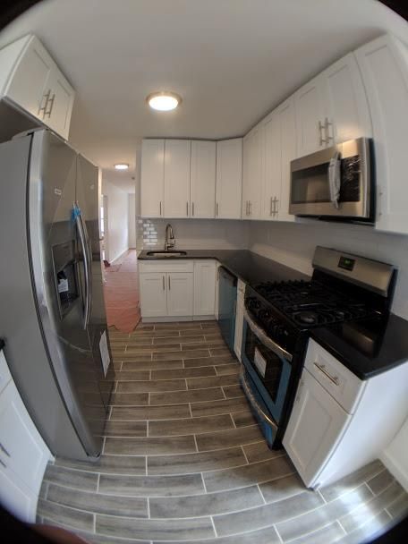 Interior, Kitchen, Recessed Lighting, Wood Texture Flooring