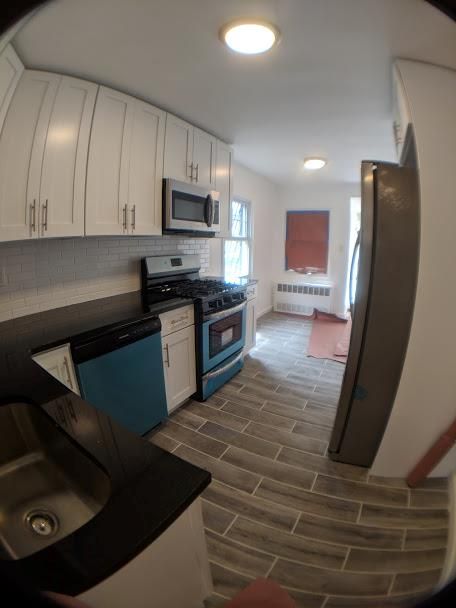 Interior, Kitchen, Recessed Lighting, Wood Texture Flooring