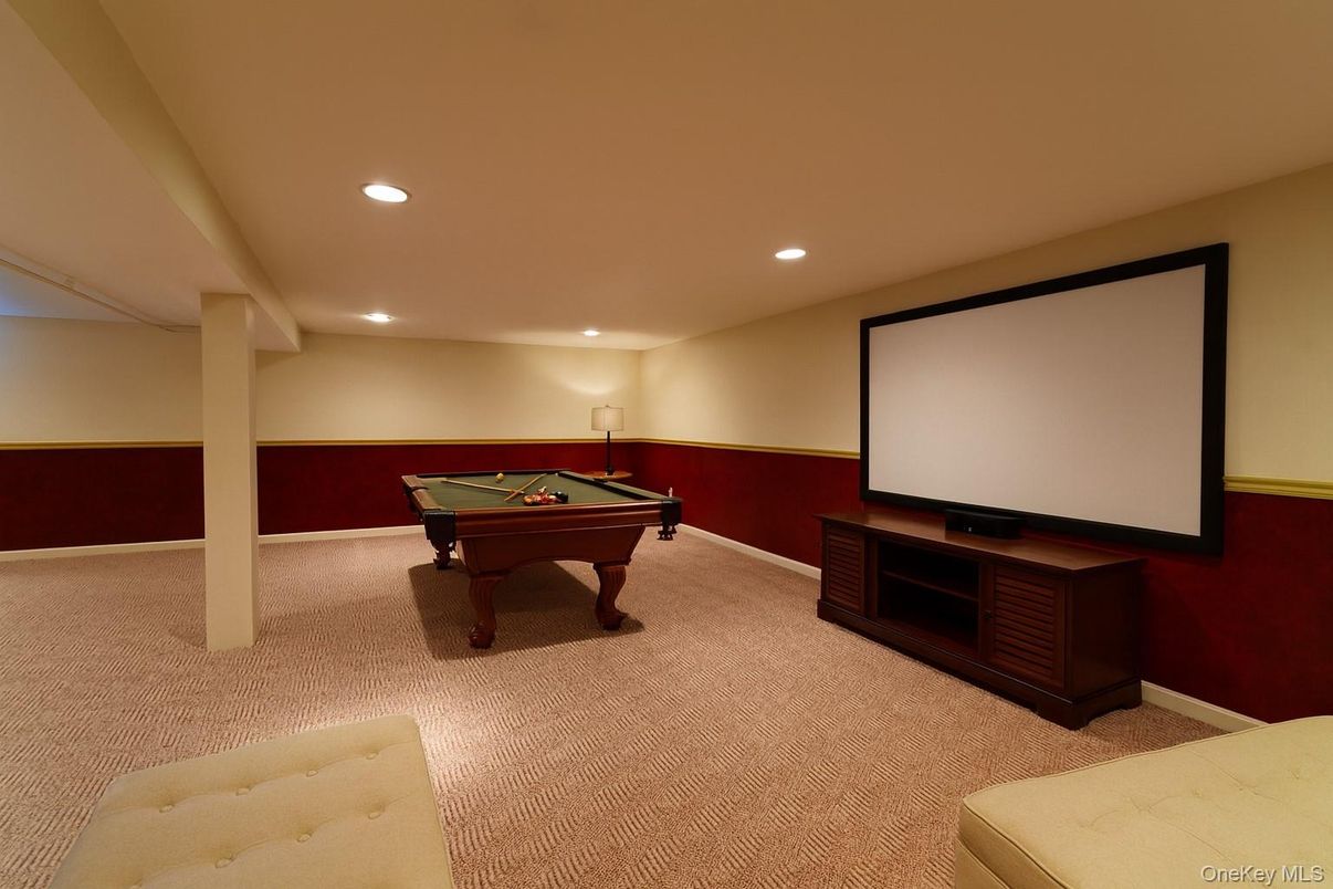Billiard Table, Game Room, Interior, Projection Screen, Recessed Lighting, Theatre Room