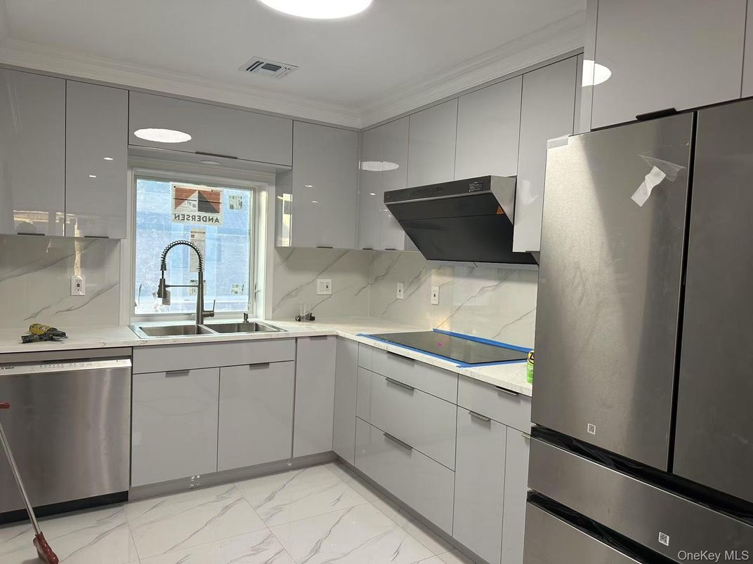 Interior, Kitchen, Marble, Pendant Lights, Recessed Lighting, Stainless Steel Appliances