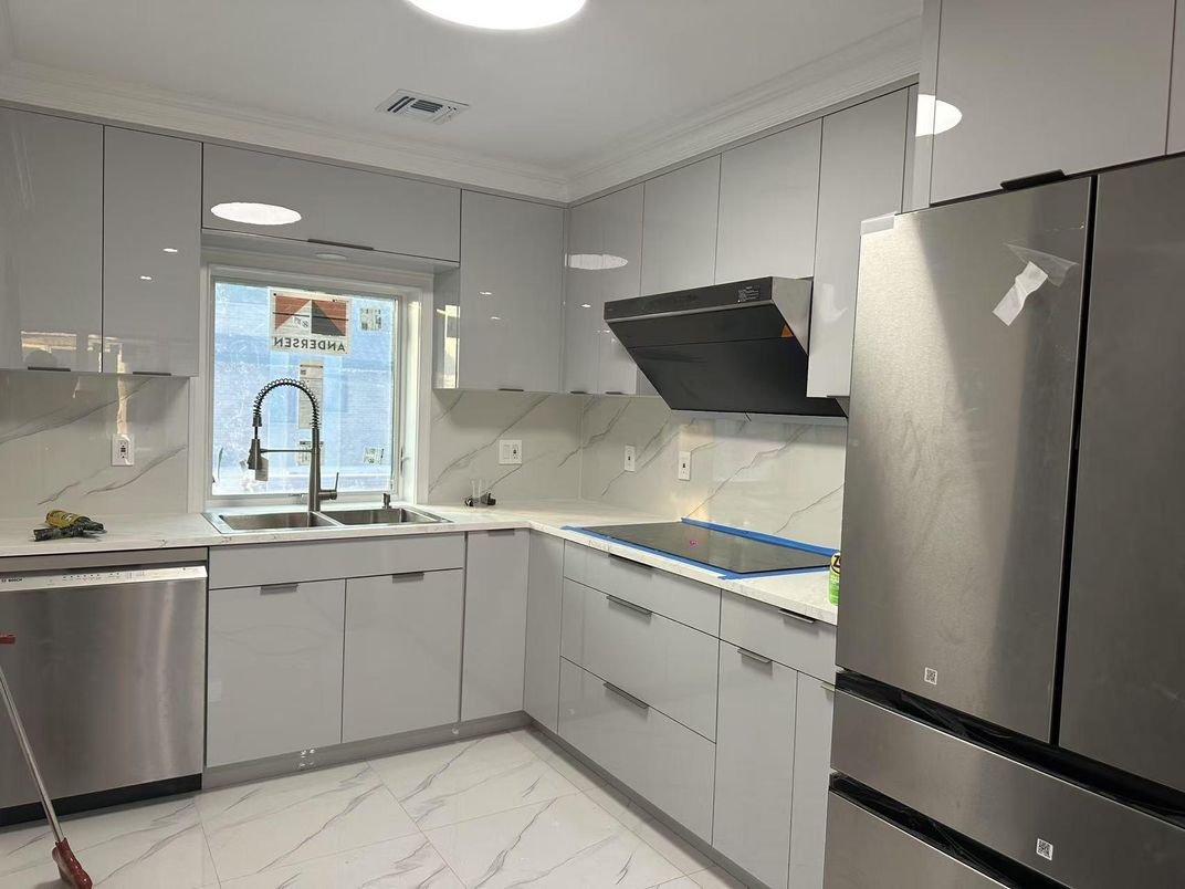 Interior, Kitchen, Marble, Pendant Lights, Recessed Lighting, Stainless Steel Appliances