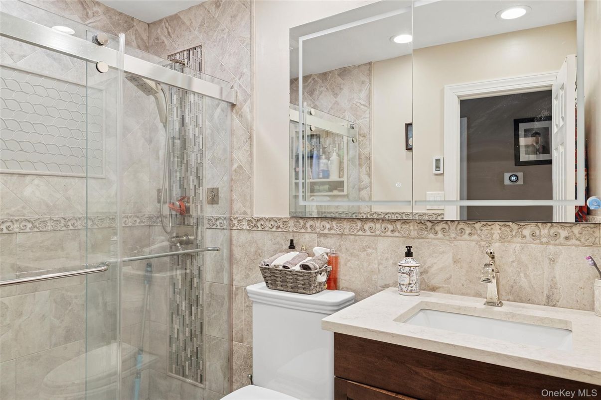 Bathroom, Glass Shower, Interior, Recessed Lighting