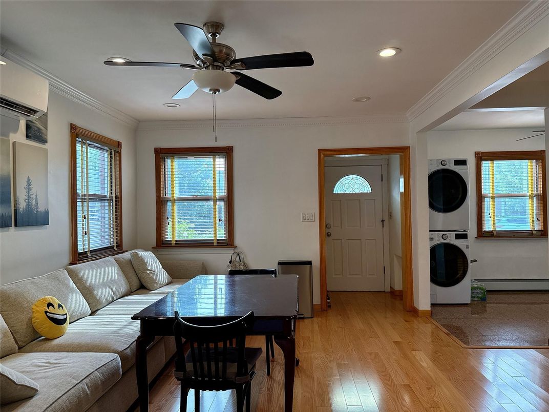 Dining room, Interior, Living room, Recessed Lighting, Wood Texture Flooring