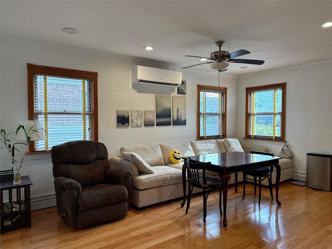 Dining room, Interior, Living room, Recessed Lighting, Water, Wood Texture Flooring