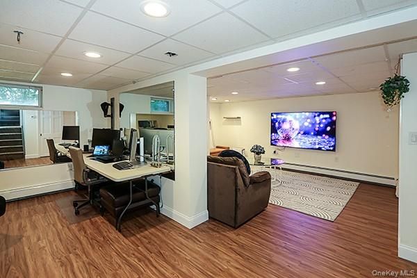Home Office, Interior, Recessed Lighting, Wood Texture Flooring