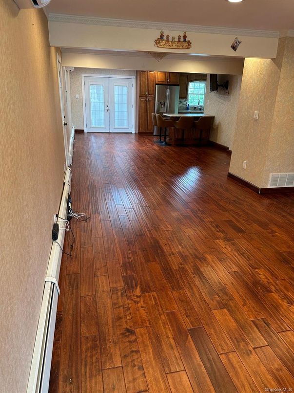 Empty room, Interior, Kitchen, Recessed Lighting, Wood Texture Flooring