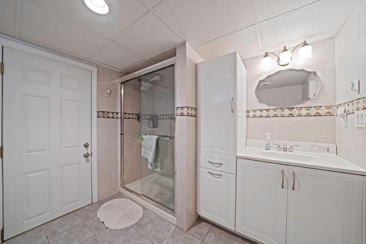 Bathroom, Glass Shower, Interior, Recessed Lighting