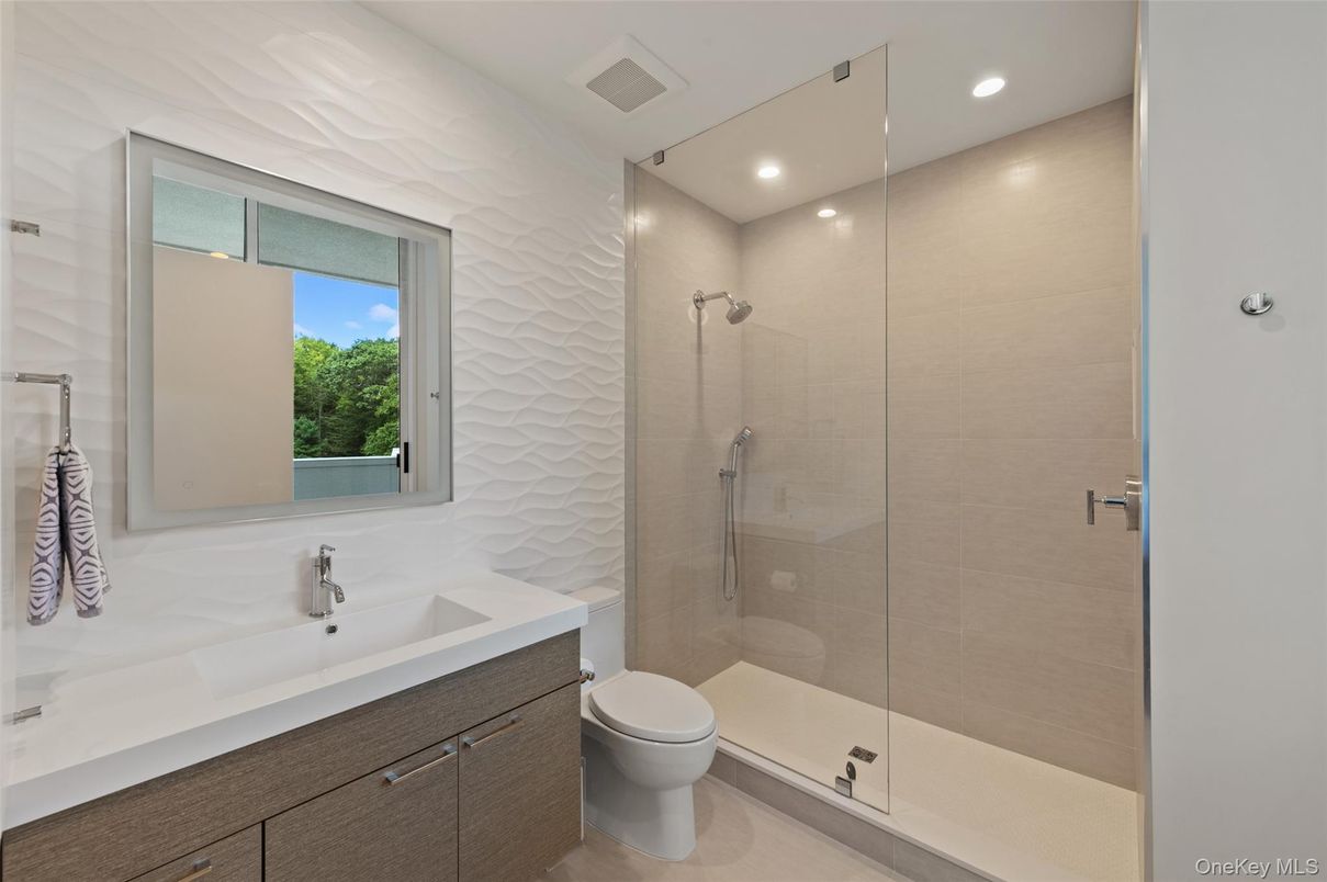 Bathroom, Glass Shower, Interior, Recessed Lighting