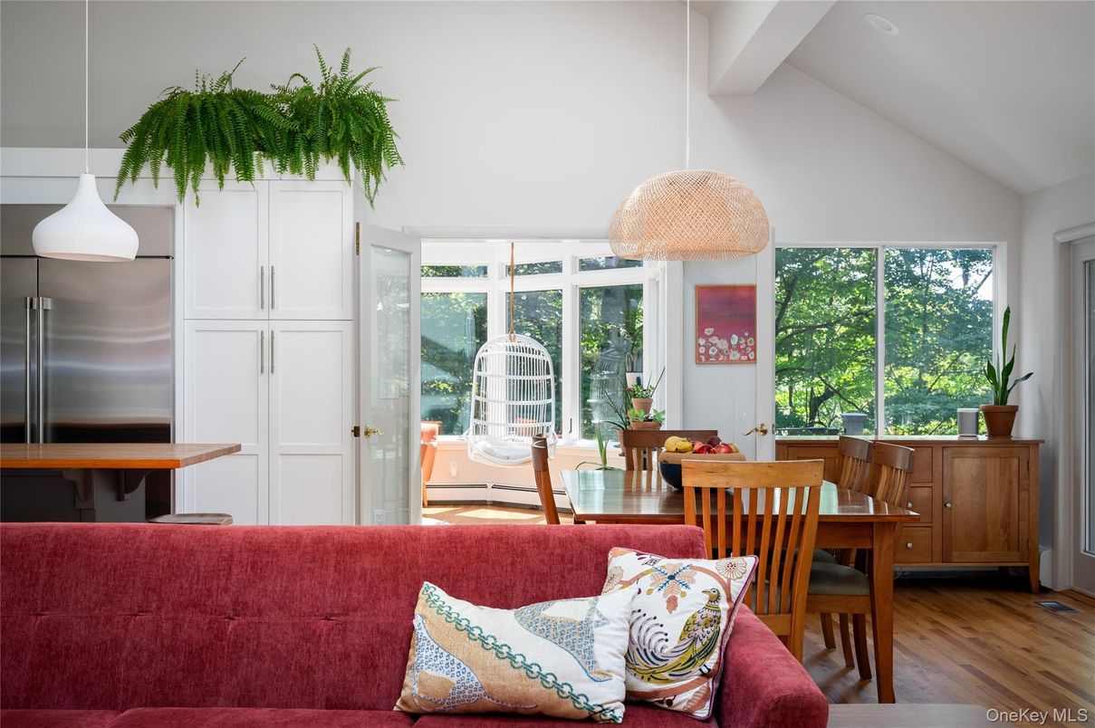 Dining room, Interior, Living room, Recessed Lighting, Stainless Steel Appliances, Wood Texture Flooring