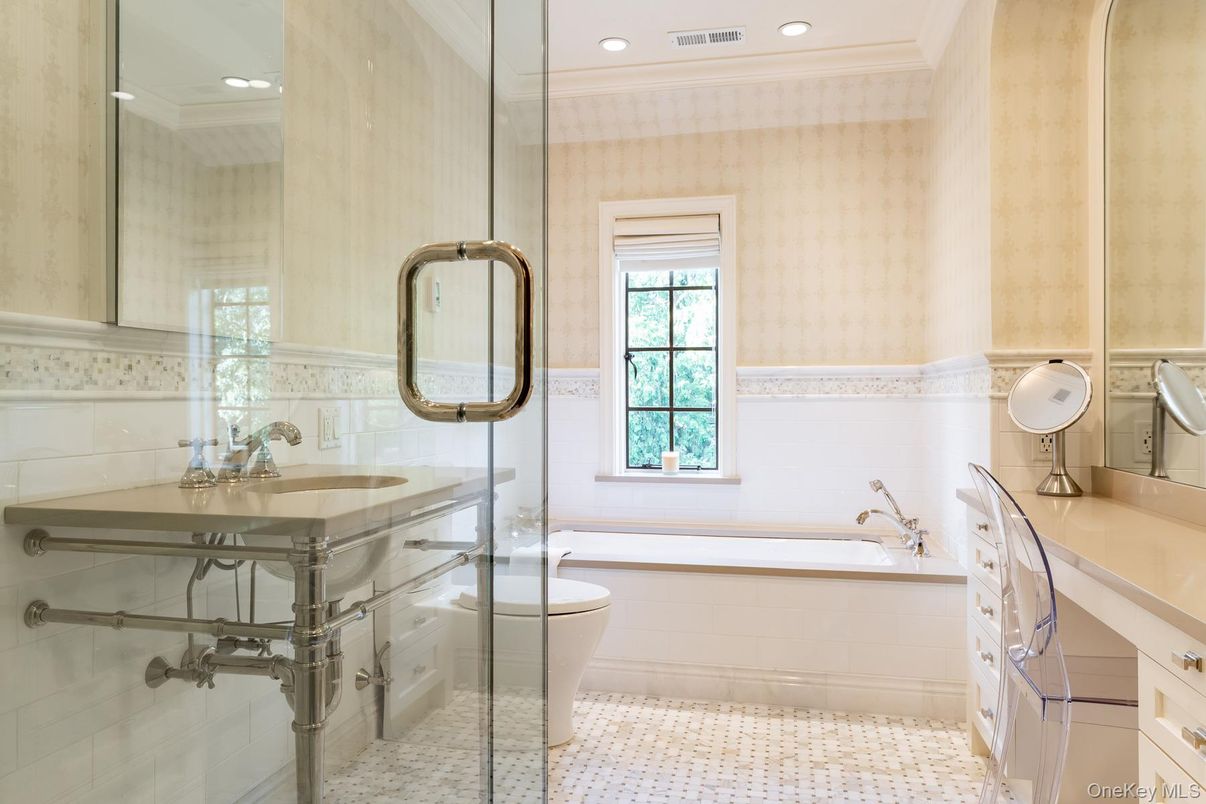 Bathroom, Glass Shower, Interior, Recessed Lighting