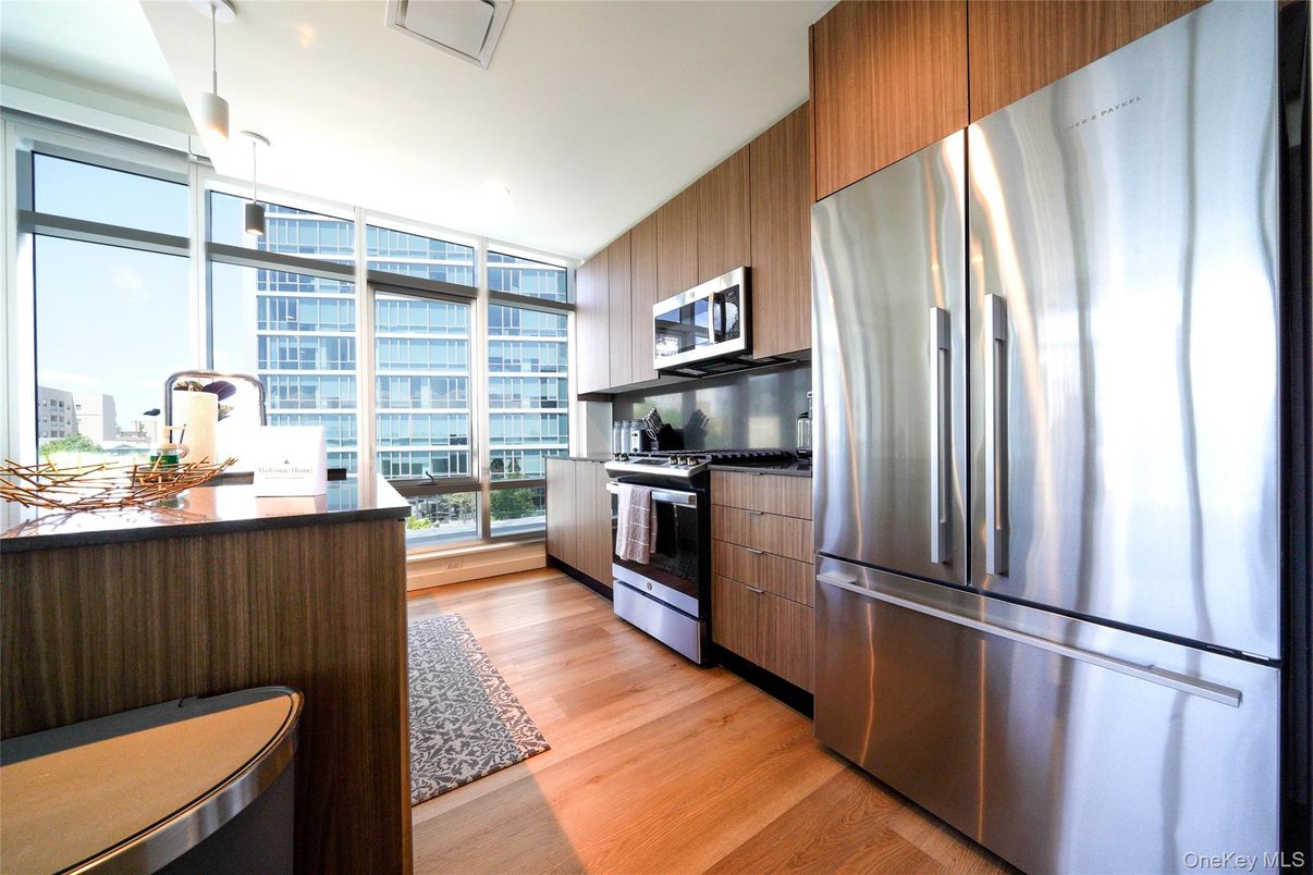 Interior, Kitchen, Pendant Lights, Stainless Steel Appliances, Wood Texture Flooring
