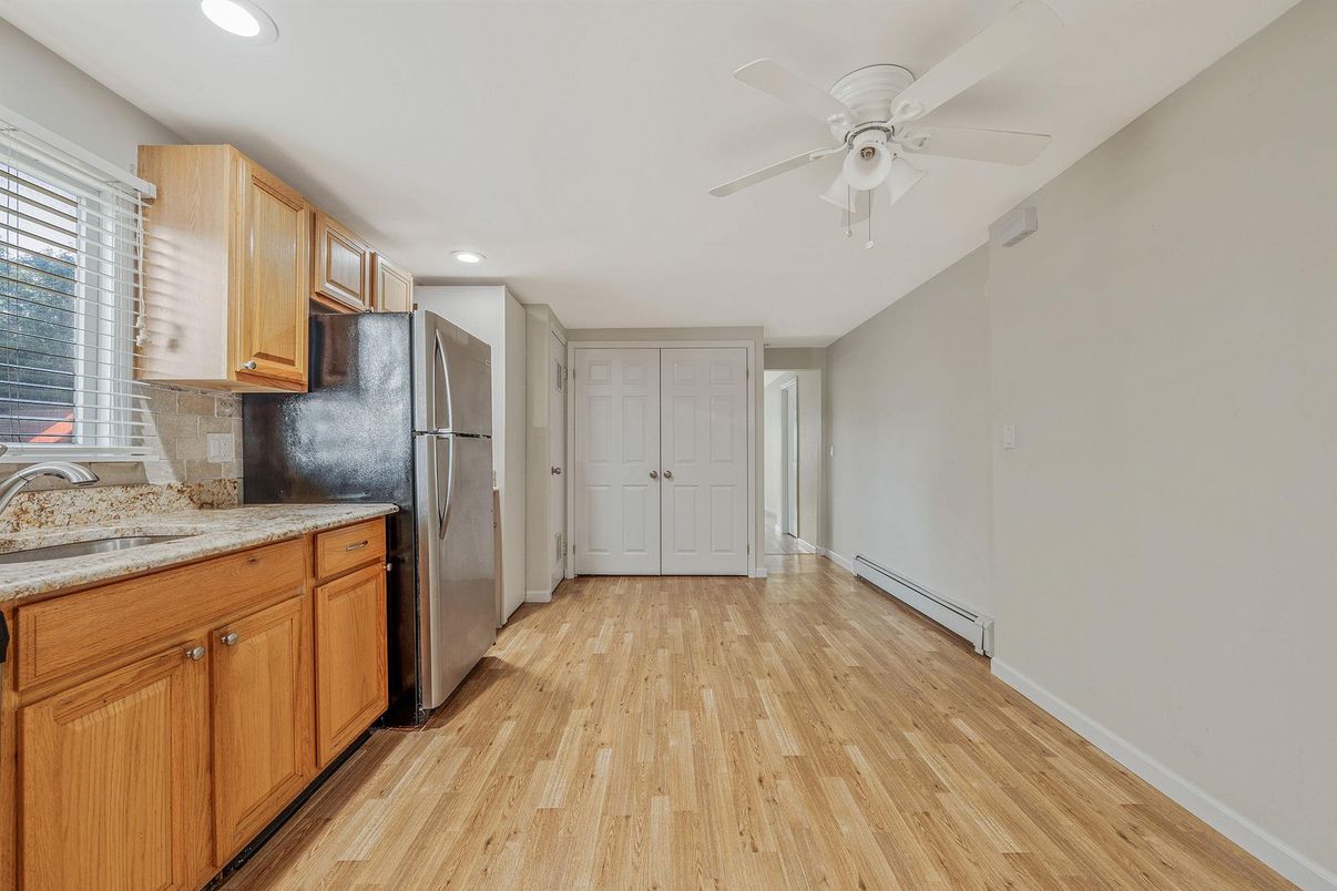 Interior, Kitchen, Recessed Lighting, Wood Texture Flooring