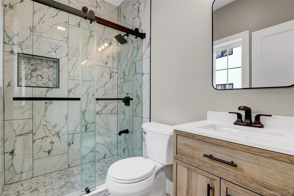 Bathroom, Glass Shower, Interior, Marble Walls