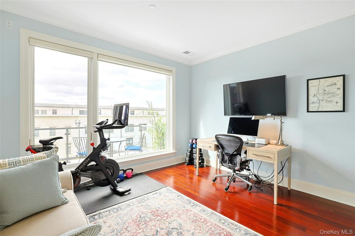 Fitness Equipment, Home Office, Interior, Wood Texture Flooring