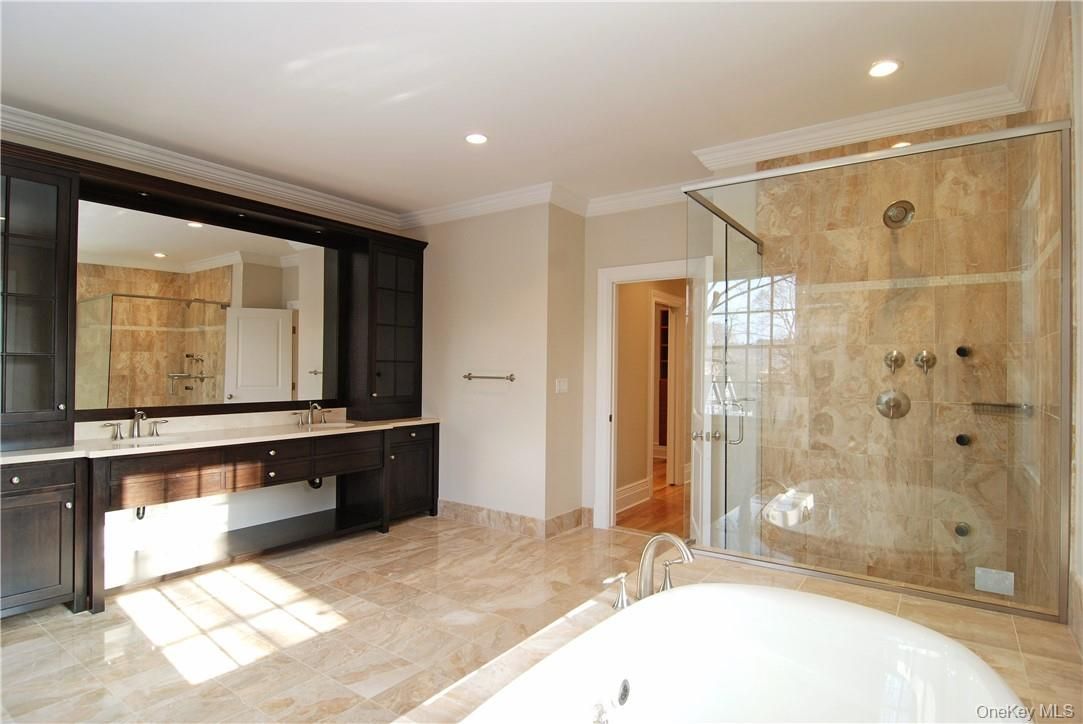 Bathroom, Dual Sink Vanities, Glass Shower, Interior, Recessed Lighting