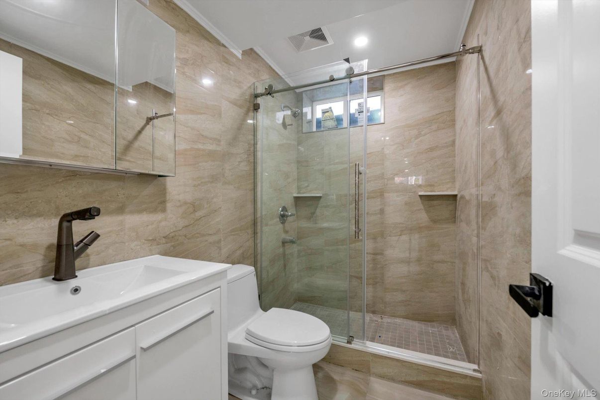 Bathroom, Glass Shower, Interior, Recessed Lighting