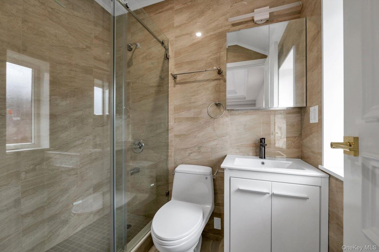 Bathroom, Glass Shower, Interior, Recessed Lighting