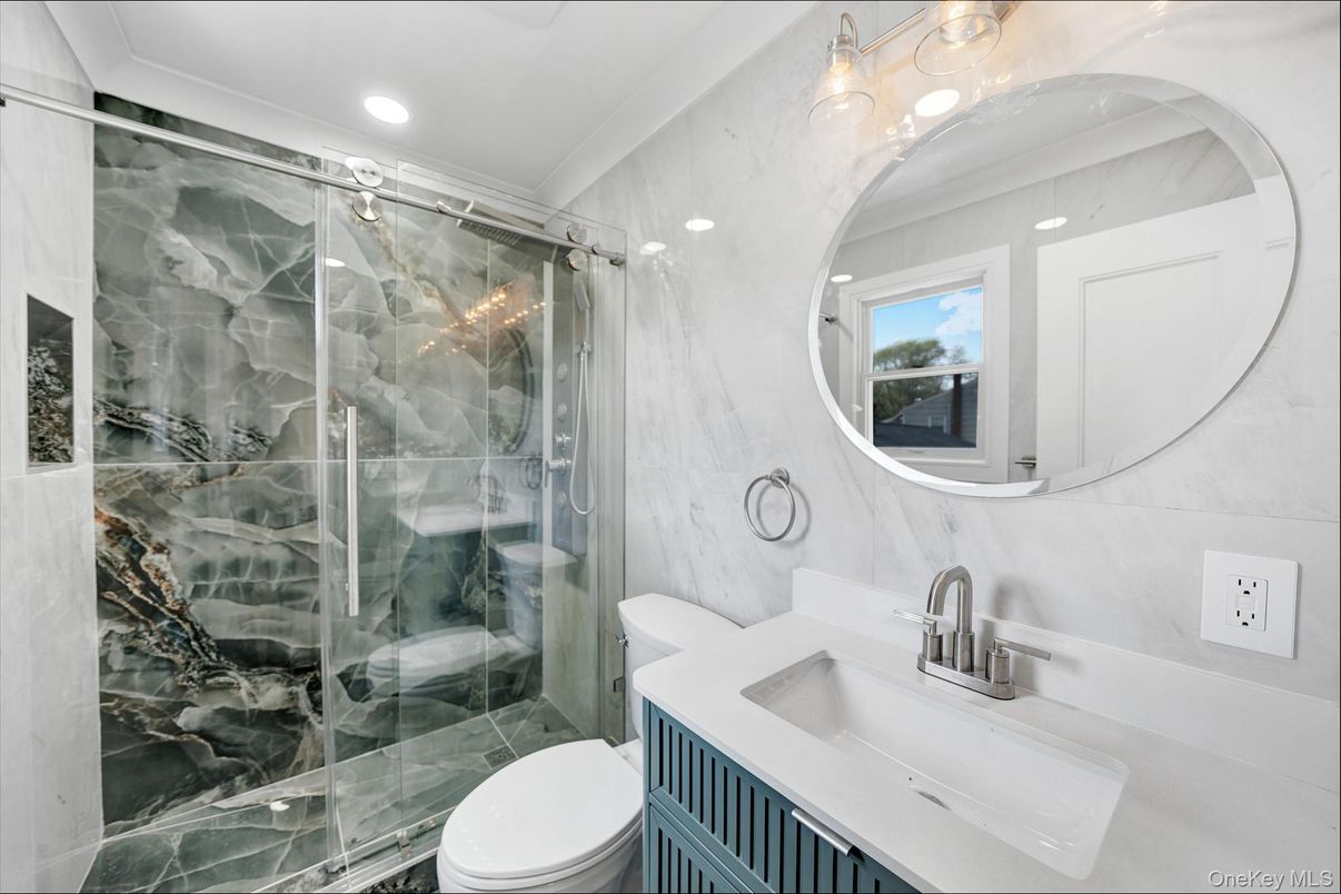 Bathroom, Glass Shower, Interior, Recessed Lighting