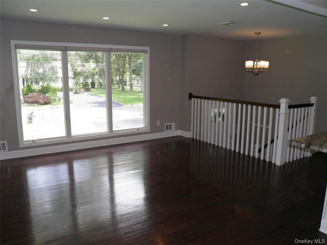 Chandelier, Empty room, Interior, Pendant Lights, Recessed Lighting, Wood Texture Flooring