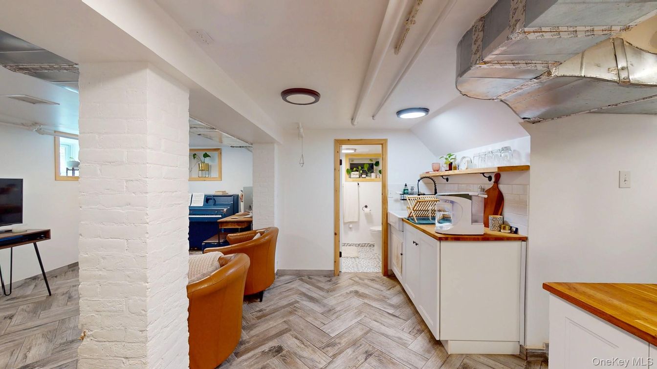 Interior, Kitchen, Stone Walls, Wood Texture Flooring