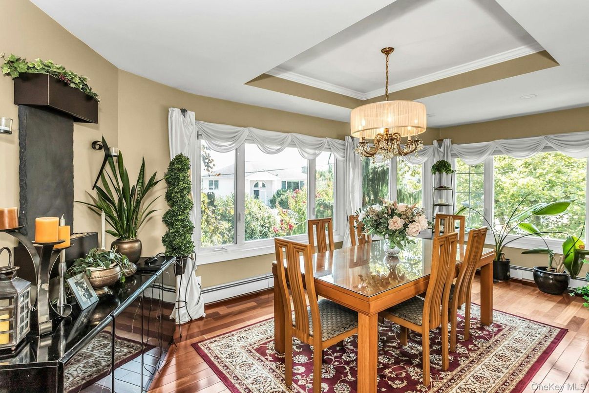 Chandelier, Dining room, Interior, Wood Texture Flooring