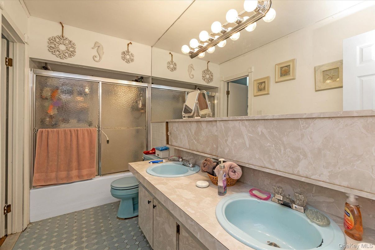 Bathroom, Dual Sink Vanities, Glass Shower, Interior, Tile Countertops