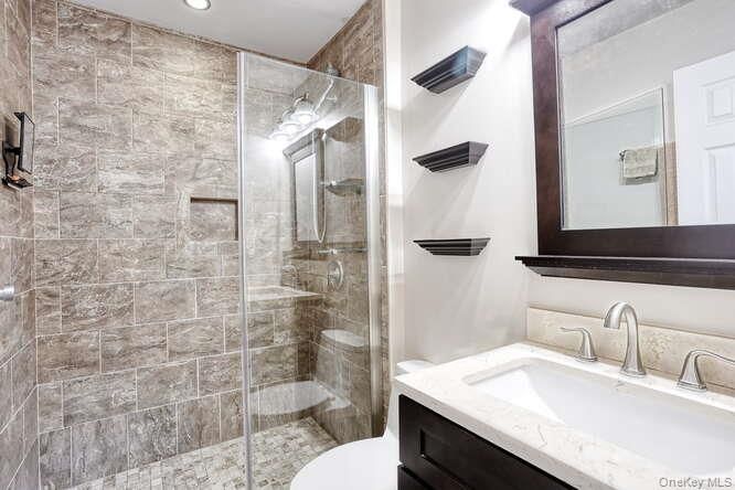 Bathroom, Glass Shower, Interior, Recessed Lighting