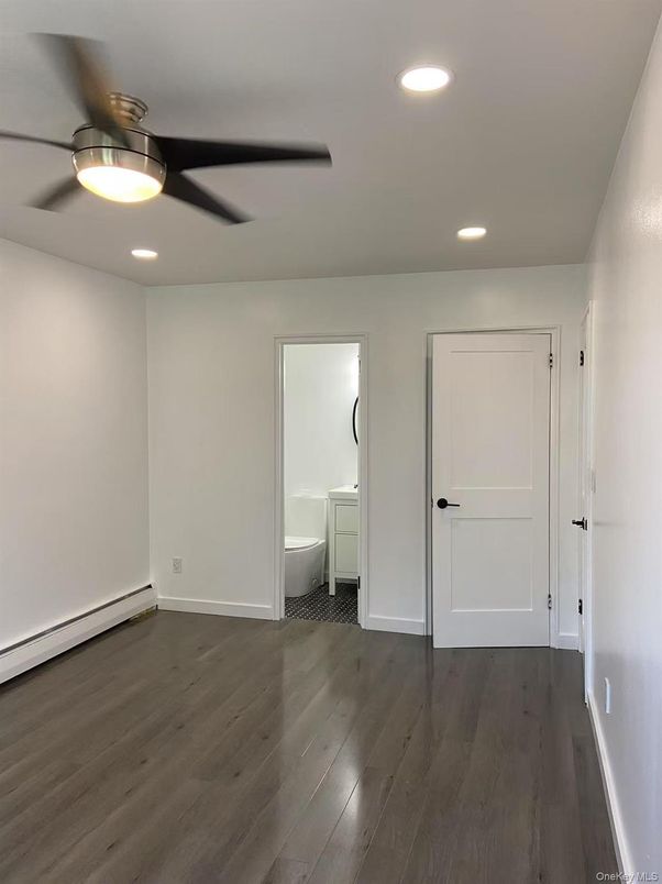 Bathroom, Empty room, Interior, Recessed Lighting, Wood Texture Flooring