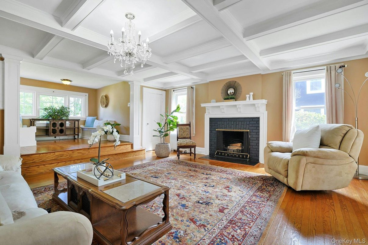 Chandelier, Fireplace, Interior, Living room, Wood Texture Flooring