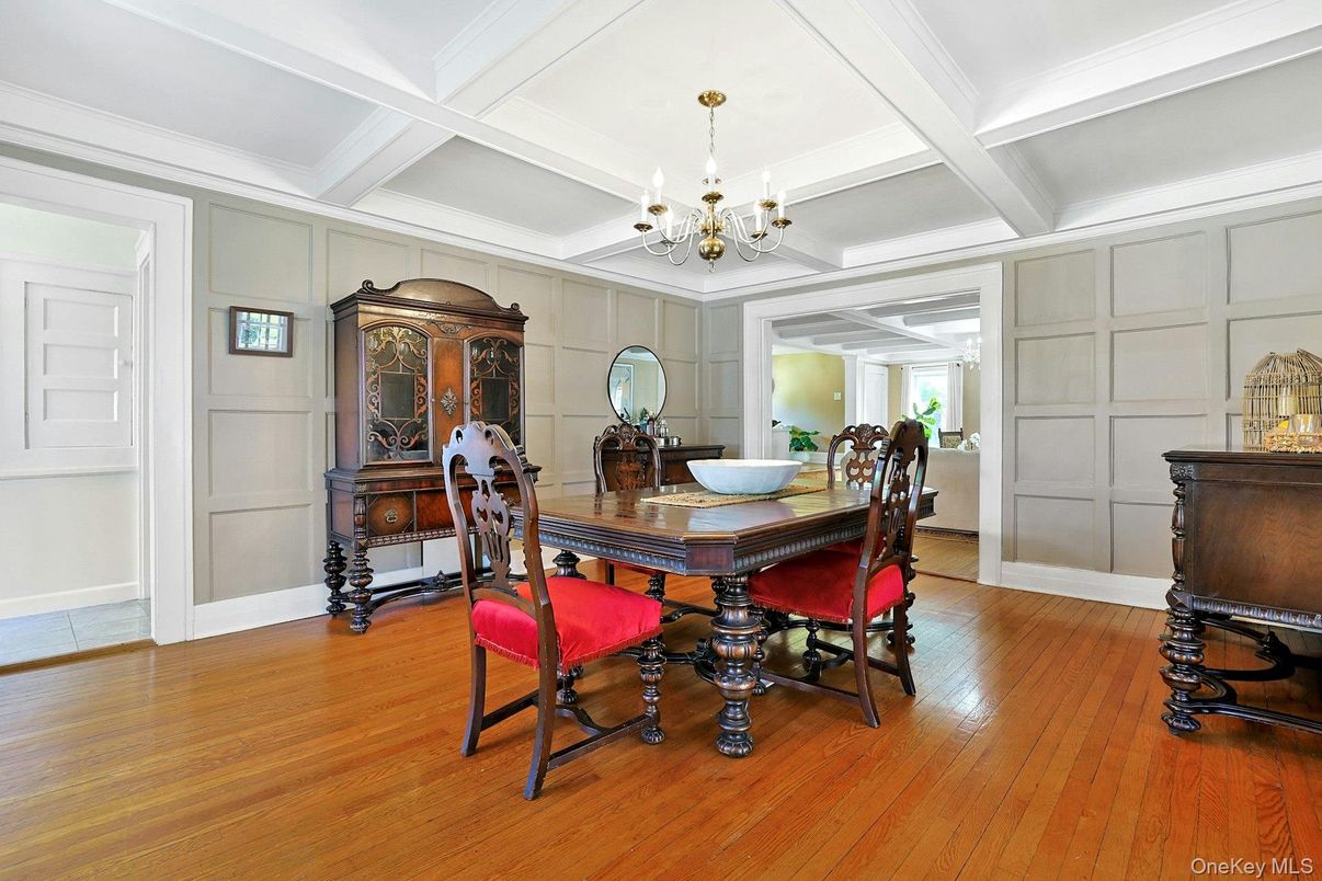 Chandelier, Dining room, Interior, Wood Texture Flooring