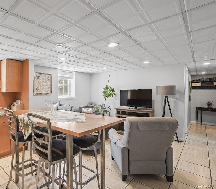 Dining room, Interior, Living room, Recessed Lighting, Wood Texture Flooring