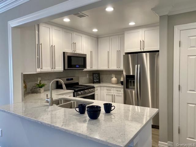 Interior, Kitchen, Recessed Lighting, Stainless Steel Appliances