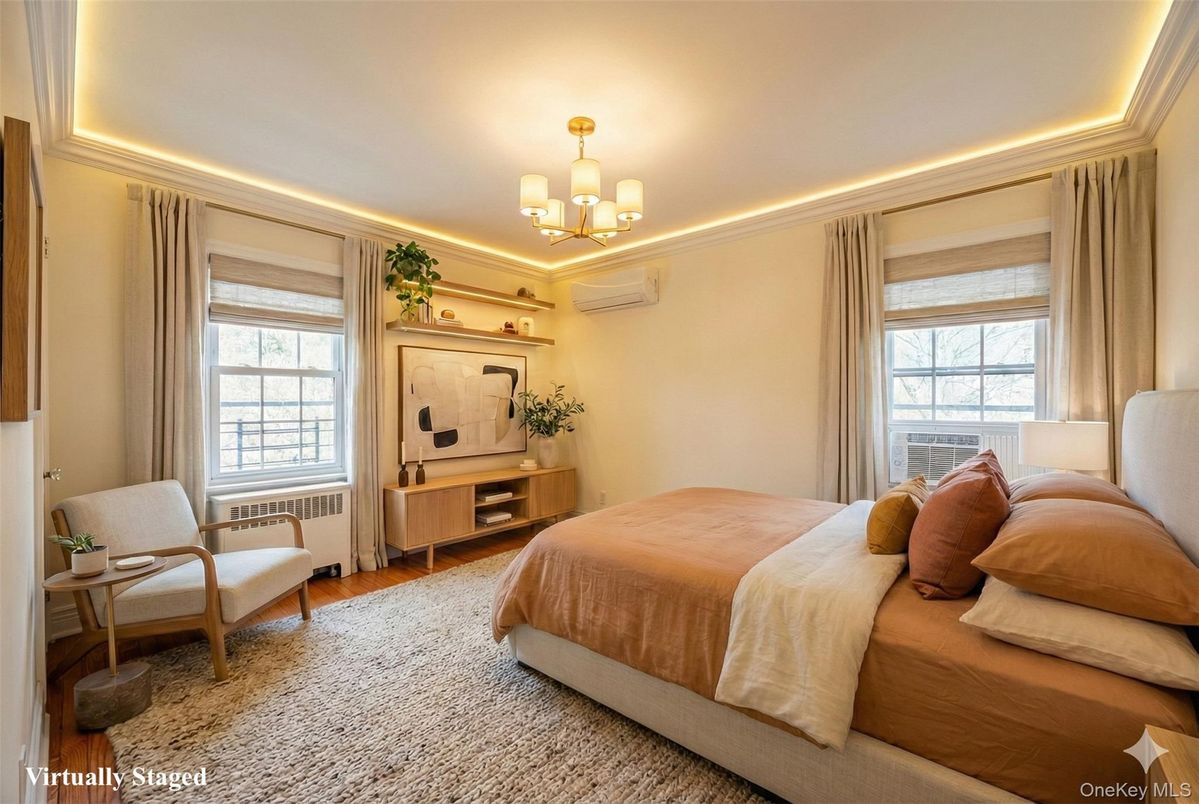 Bedroom, Chandelier, Interior, Wood Texture Flooring
