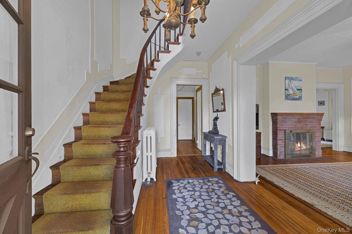 Chandelier, Fireplace, Interior, Wood Texture Flooring