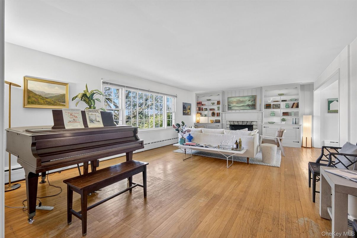 Fireplace, Interior, Living room, Piano, Wood Texture Flooring