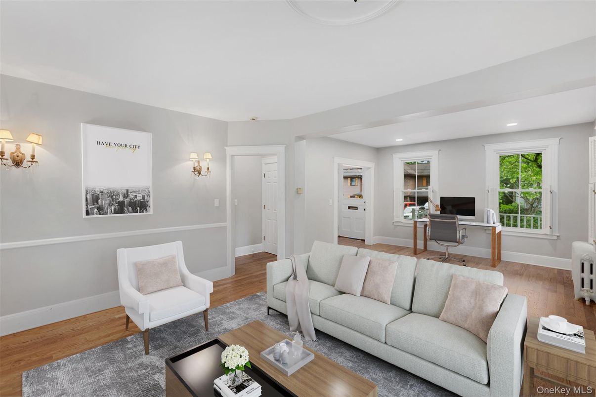 Home Office, Interior, Living room, Recessed Lighting, Wood Texture Flooring