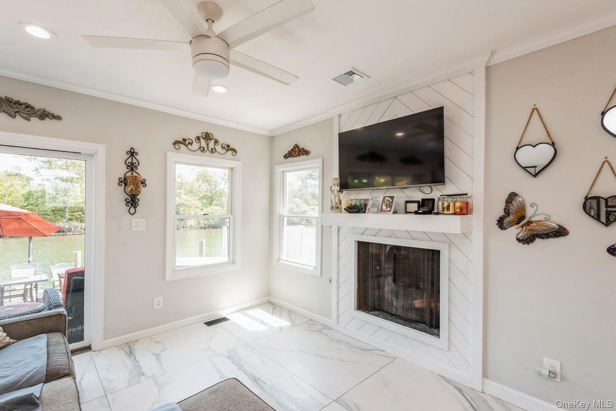 Fireplace, Interior, Marble, Recessed Lighting