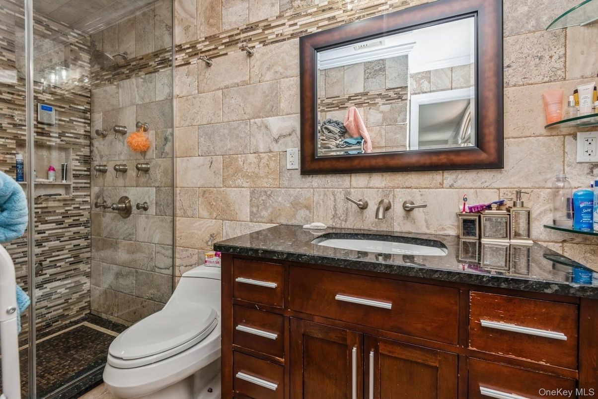 Bathroom, Glass Shower, Interior, Stone Walls