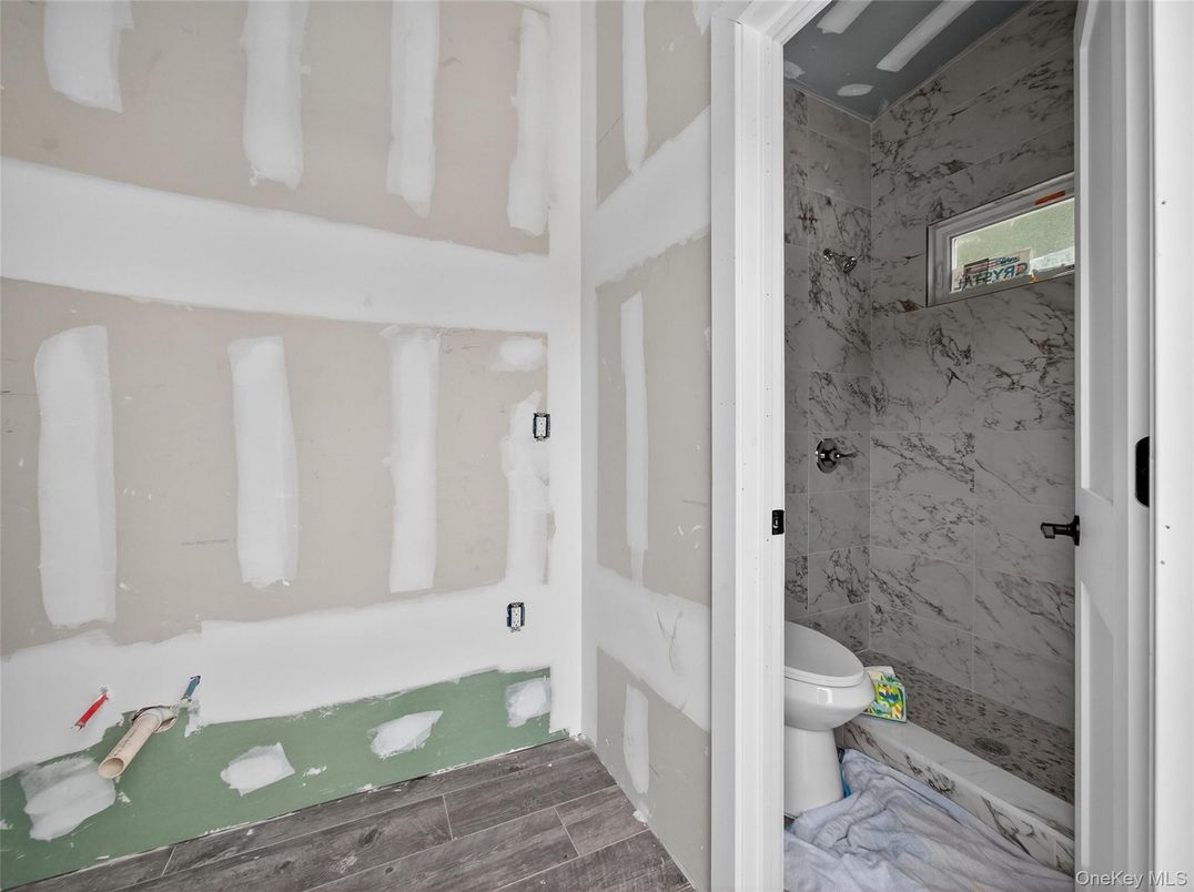 Bathroom, Interior, Marble, Marble Walls, Wood Texture Flooring