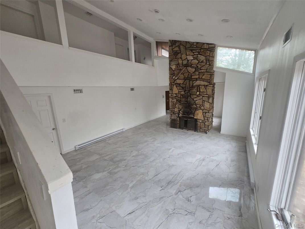 Empty room, Fireplace, Interior, Marble, Stone Walls
