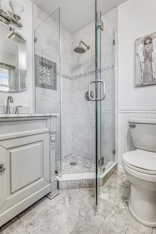 Bathroom, Glass Shower, Interior, Marble Walls