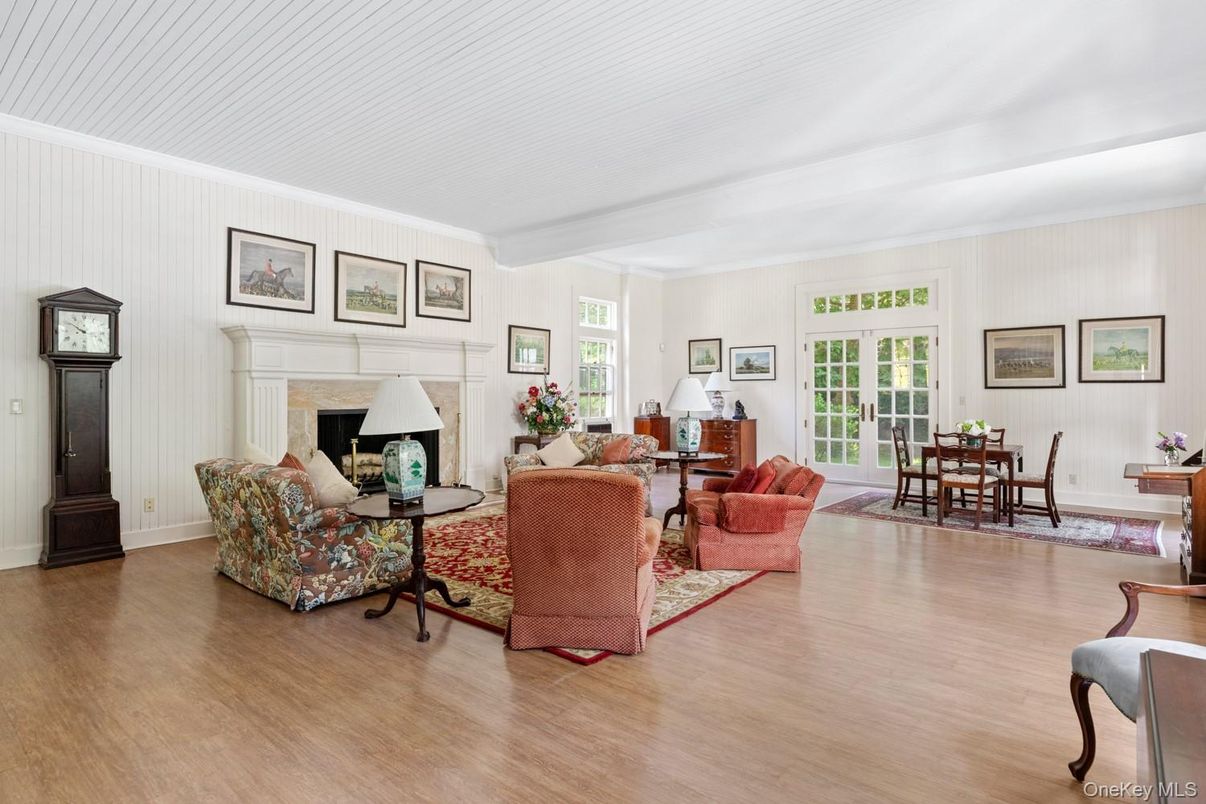 Dining room, Fireplace, Interior, Living room, Wood Texture Flooring
