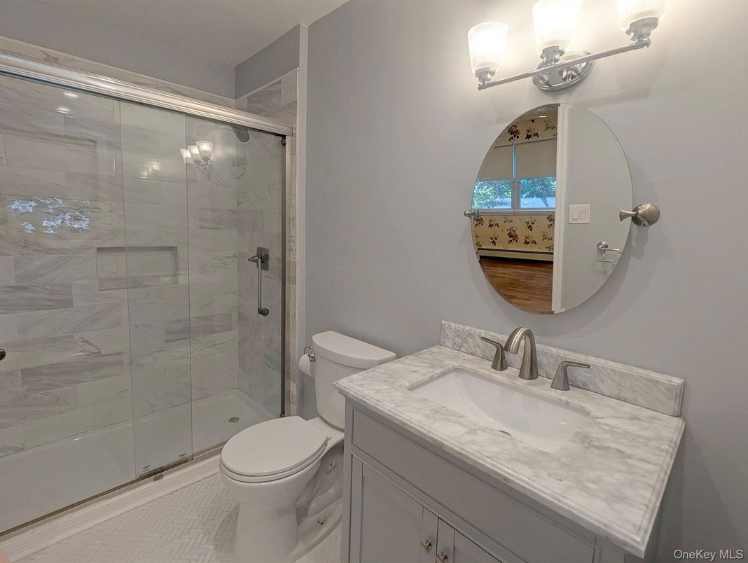 Bathroom, Glass Shower, Interior, Marble Walls